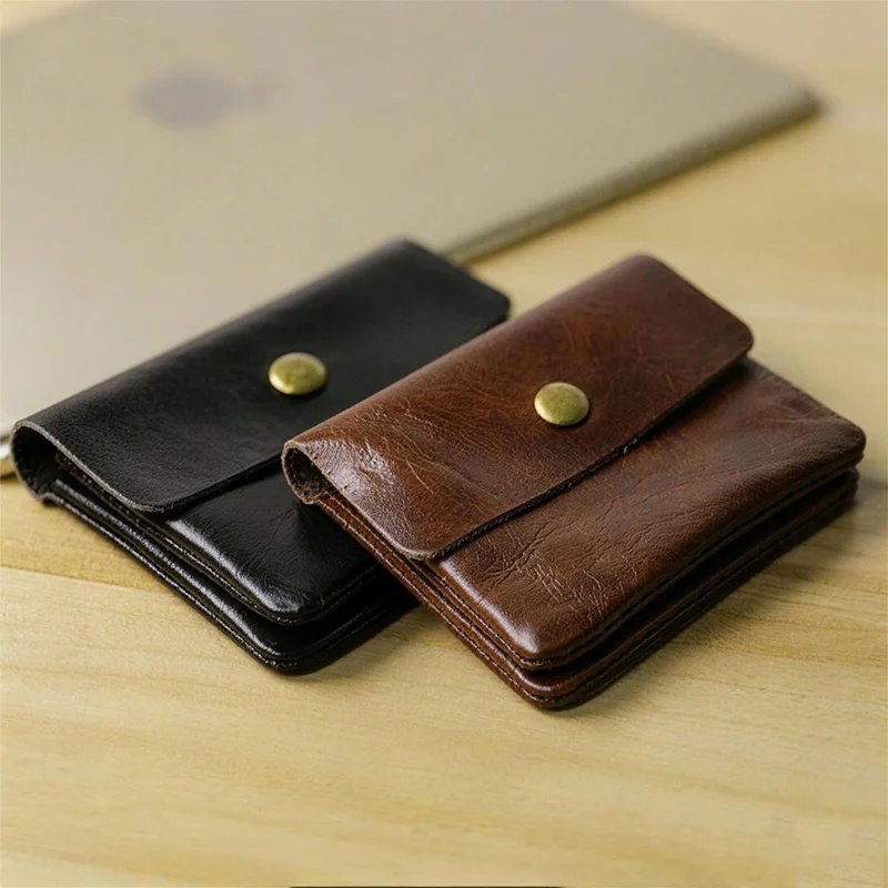 Vintage Short Mini Wallet, Multi-Functional Zipper Card Holder for Men