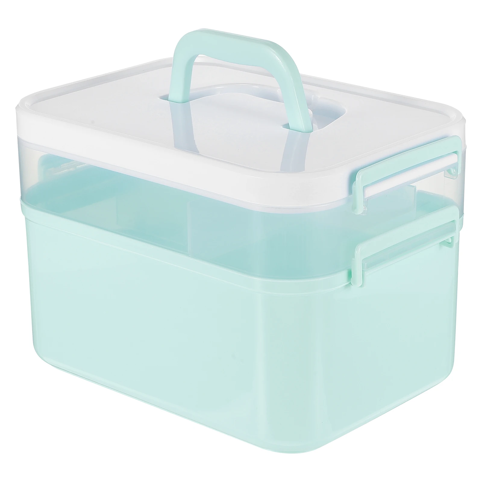 

1pc Sturdy Art Supplies Portable Manicure Tool Storage Case Double Layer Simple Design Handheld Carry Case For Home Salon Use