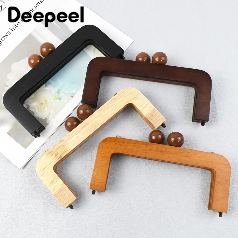 

Deepeel 20*8cm New Wooden Bag Handle Purse Frame Closure Kiss Clasp Women Handbags Strap Woven-bag DIY Handmade Bags Accessories