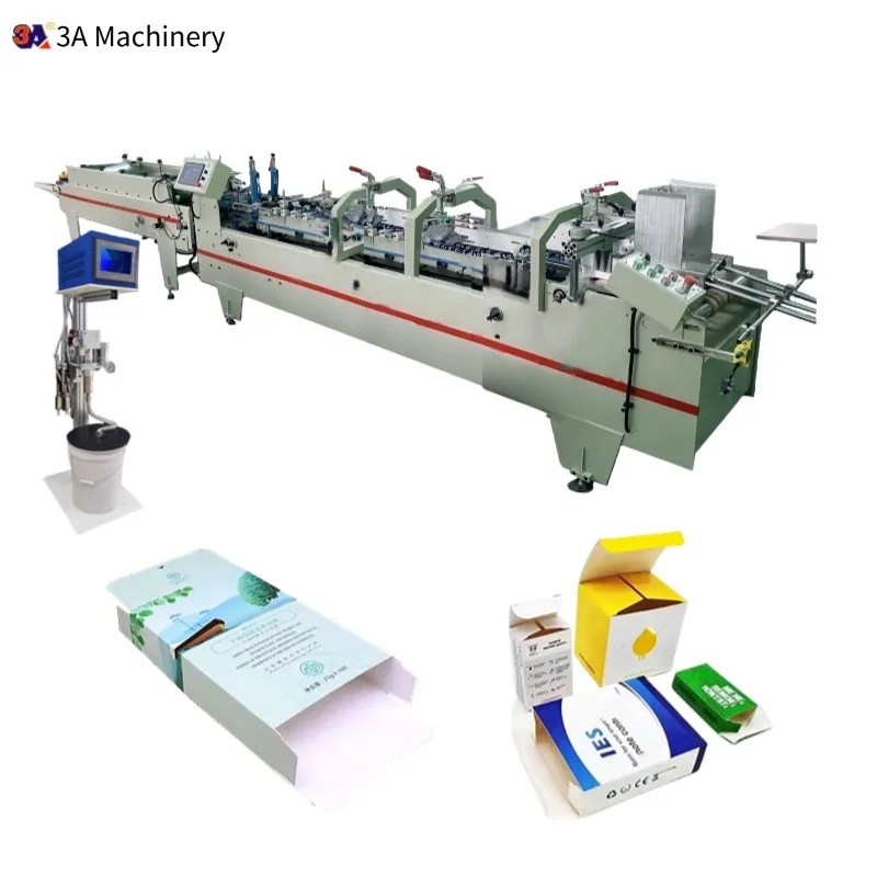 3A-580G Professional Mini Folder Gluer with High-Speed Electronic Cold Glue Spray Gun for for Straight Line & Lock Bottom Ready