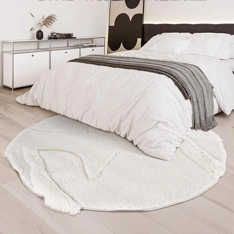 

Круглый пушистый ковер для гостиной, роскошный кремовый стиль, ковер для гардероба для девочек, мягкие толстые коврики для спальни, зимний теплый прикроватный коврик
