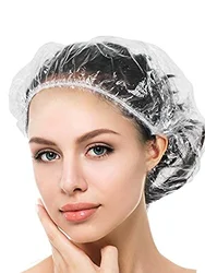 100PCS Disposable Shower Caps, Plastic Clear Hair Cap Large Thick Waterproof Bath Caps for Women, Hotel Travel Essentials Access