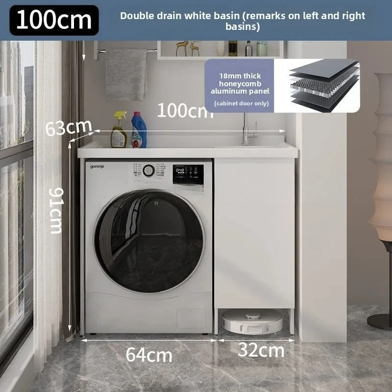

TP-26 Honeycomb Aluminum Balcony Washing Machine Cabinet Integrated Laundry Cabinet Ready-made Robot Vacuum Companion