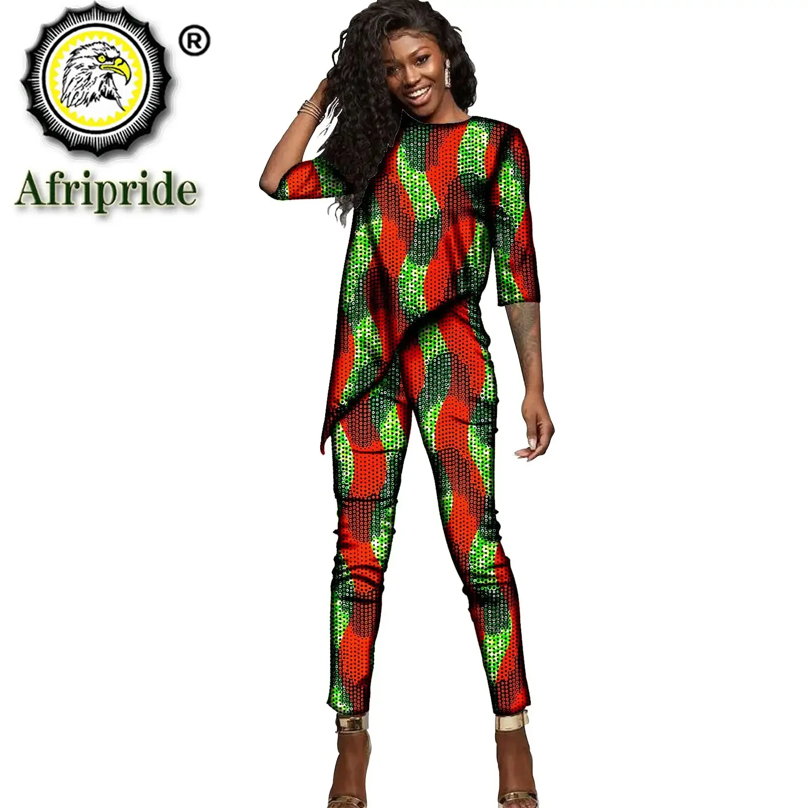 African Clothes for Women Print Shirt with Trousers Two Piece Outfits Pure Cotton Wax Attire Casual Tracksuit Plus Size S2026021