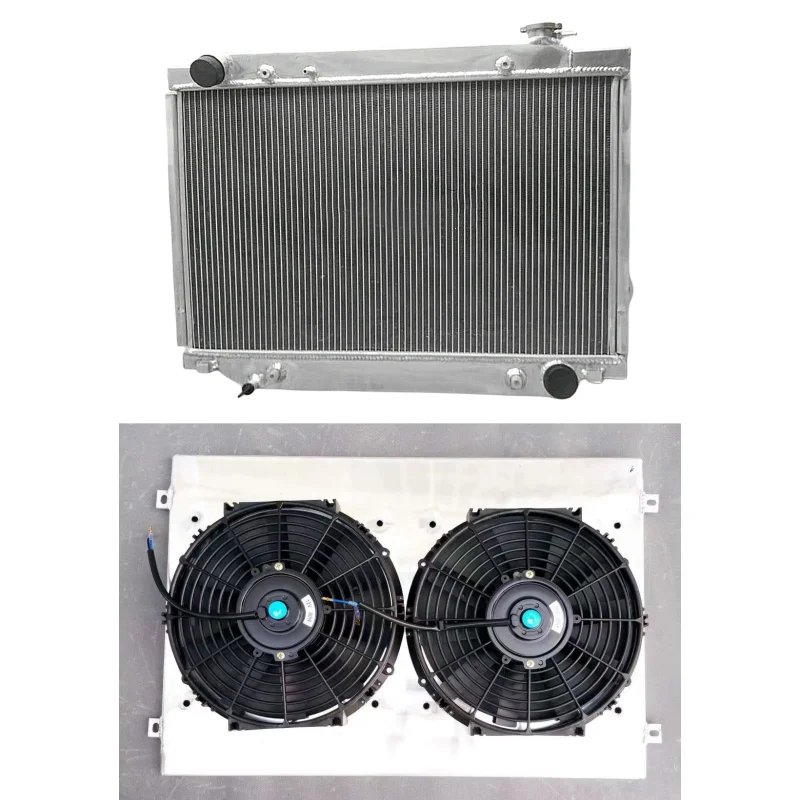 Aluminum Radiator+Shroud+Fan for 1993 1994 1995 1996 1997 Toyota Land Cruiser FJ80R FZJ80R L6 4.2L 4.5L/1996-1997 Lexus LX450 AT