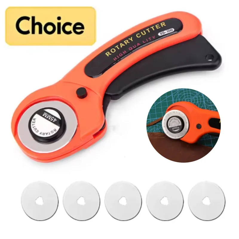 For DIY Leather Craft Orange Round Hob Fabric Leather Craft Wheel Cutter Rotary Cutter Tools With Blade And A4 Cutting Board