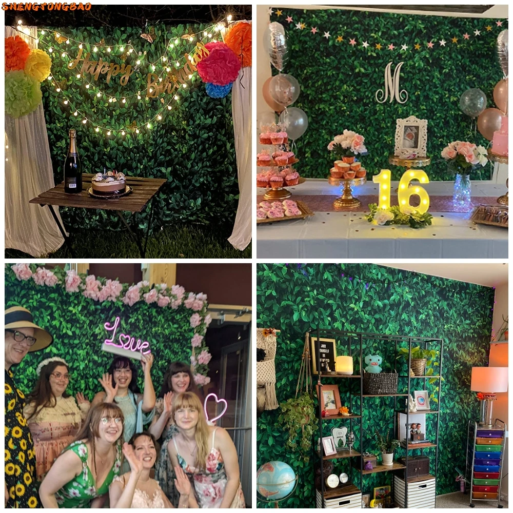 Green Leaves Background for Photography Tropical Jungle Grass Leaf Wall Wedding Baby Shower Birthday Party Backdrop Photo Studio