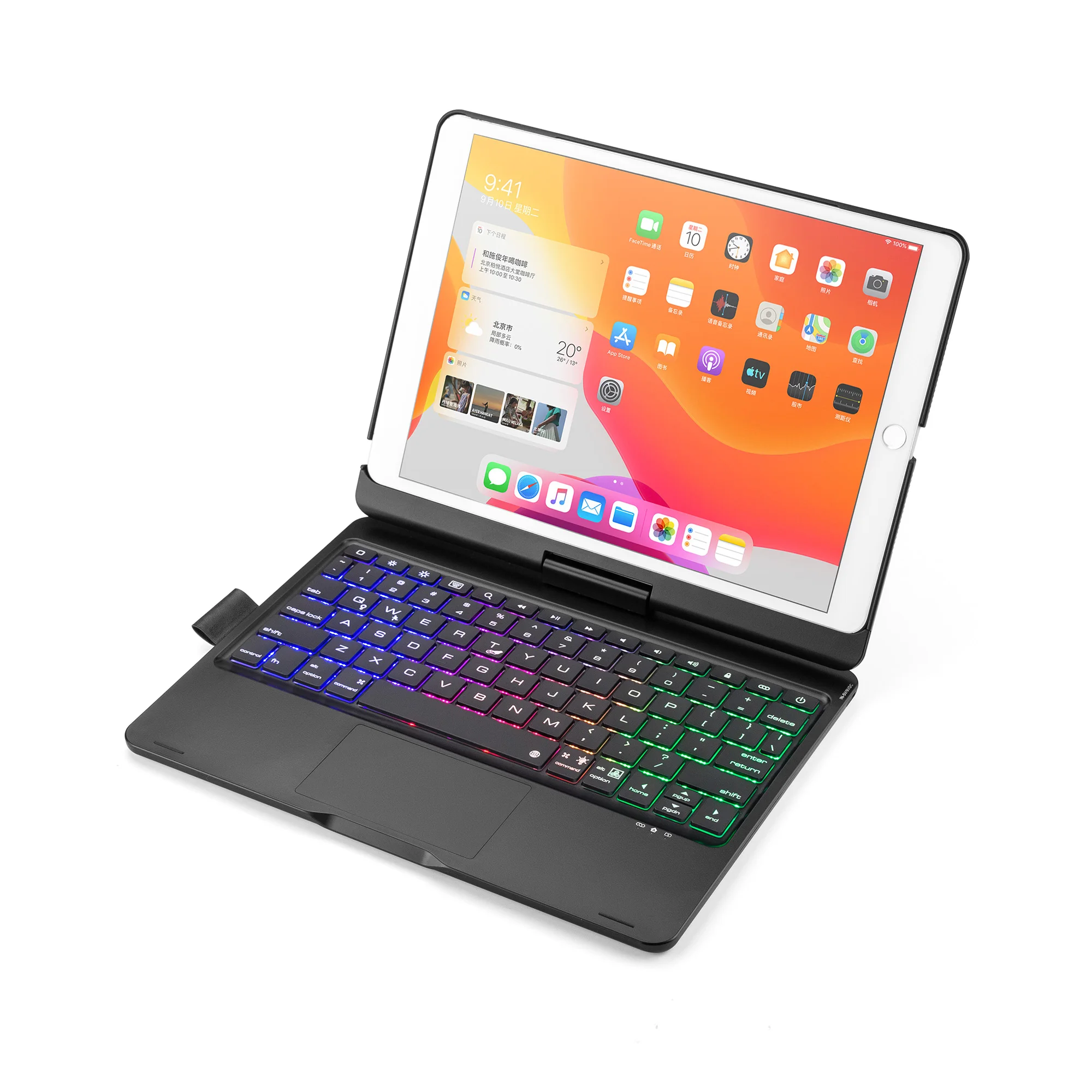 

Wireless Bluetooth Keyboard Cover for 2022 Ipad 10.2‘’ 10.5‘’ 360rotate Thin Light-emitting Ultra Keyboard with Touch Mouse