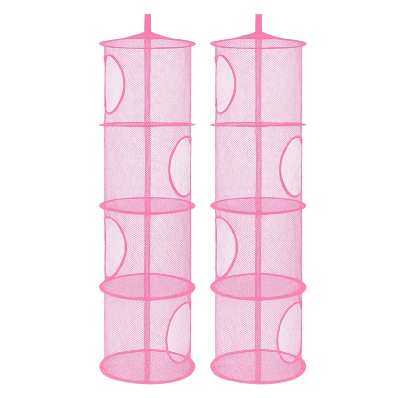 Stuffed Animals Net Hammock 2 Pcs, Mesh Toy Storage Organizer for Kids Room,4Tiers Retail