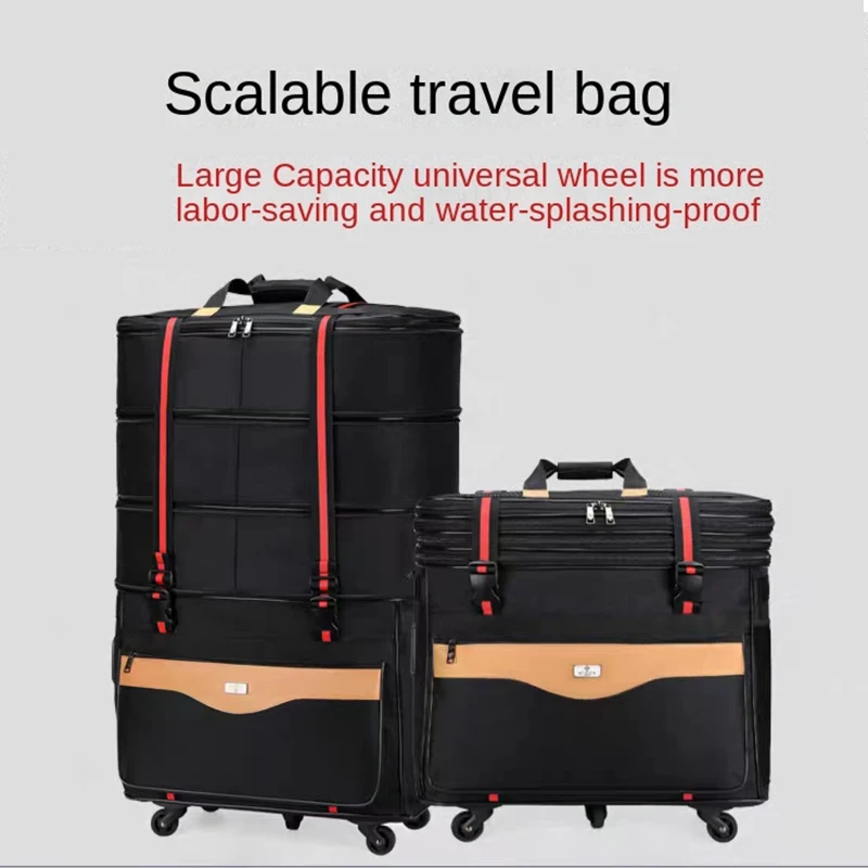 Large Capacity Expandable Foldable Travel Bag Oxford Suitcase Air Consignment Bag Five Wheels Waterproof Moving Abroad Luggage