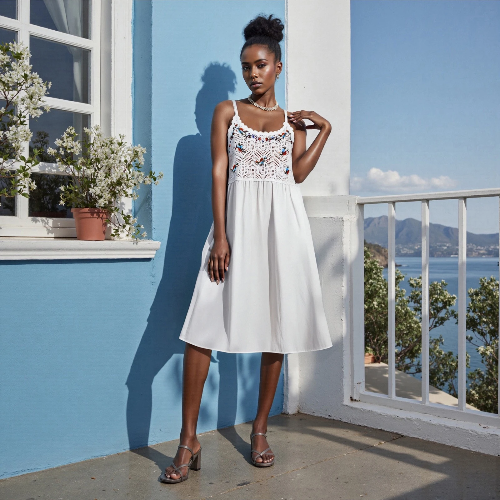 2025 Fashion Women's Summer Beach Cami Dress Female Sexy Sleeveless Open Back Boho Floral Embroidery Short Dresses