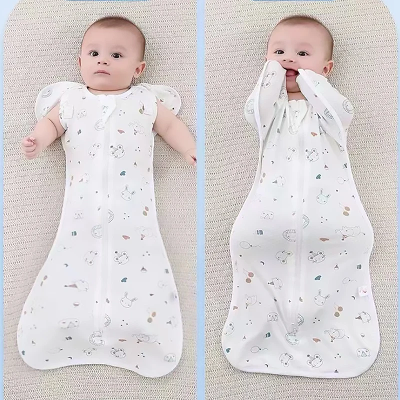 Baby Sleeping Bag Newborn Baby Swaddle Sleeveless Sleep Sack Autumn Thin 100% Cotton Soft 2-Ways Zipper Diaper Changing Bag