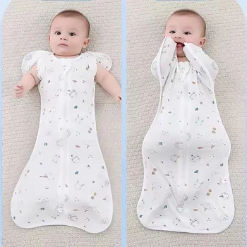 ベビー寝袋新生児おくるみノースリーブスリープサック秋薄い綿 100% ソフト 2 ウェイジッパーおむつ替えバッグ