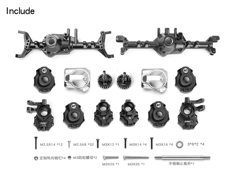 Grc G2 Ackermann Metal Axle Housing & Portal Drive Housing Set #casting for Traxxas Trx4 Defender G500 Bronco Blazer #gax0121bfb