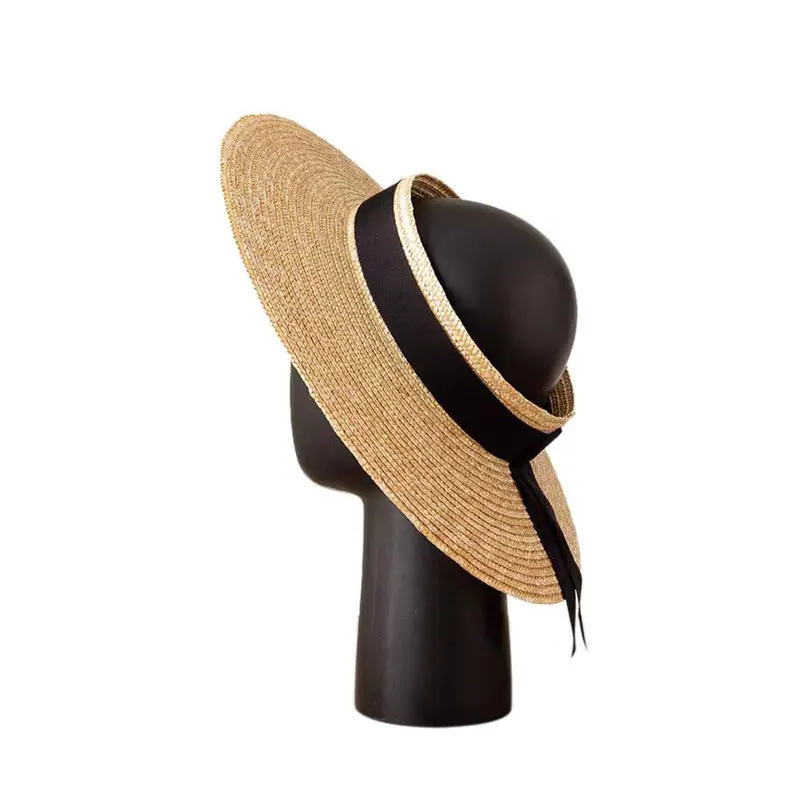 New Summer Big Wide Brim Empty Top Straw Sun Hat Ladies Outdoor Beach Sun Shade Straw Hat For Women Visor Cap Designer Derby Hat