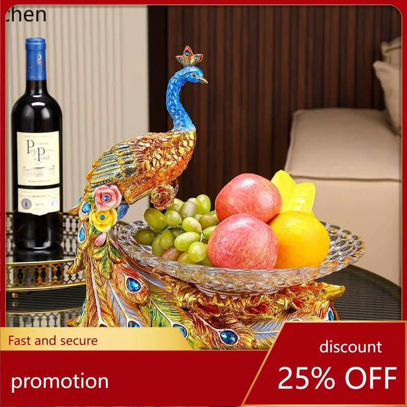 

YFY european-style gold-plated peacock fruit bowl - luxury home decor for living room coffee table, wedding, housewarming gift