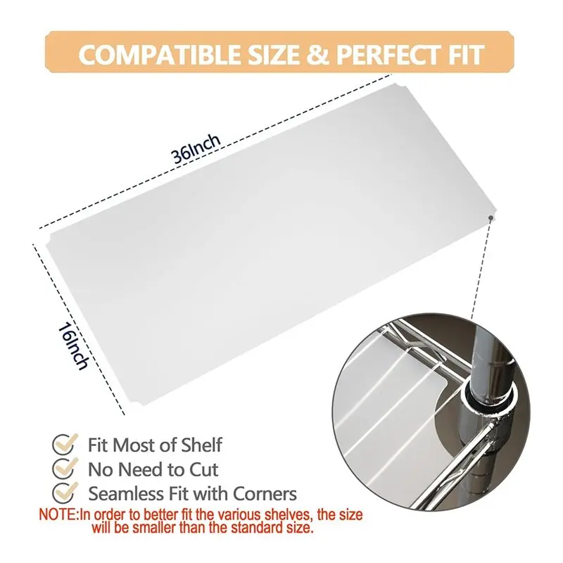 For Wire Shelf System 4Pcs Shelf Liners, 16 X 36 Inch Plastic Mats For Wire Shelving(Rolled)