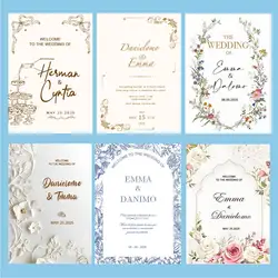 50Pcs/Lot Wedding Invitations, Thank You Cards Personalized Customization, Printed Text Qinceanera Invitations, Wedding Gift Decorative Cards