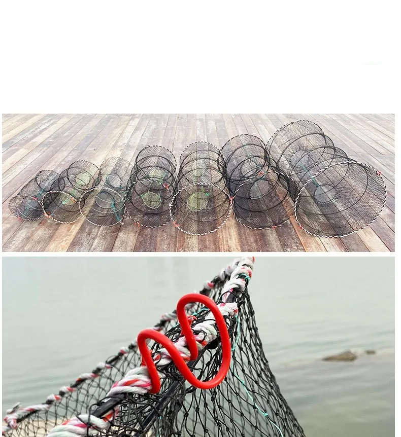40*80CM Teleskop Faltbare Krebse Krabben Fisch Falle Net Garnelen Hummer Käfig Zusammenklappbare Tragbare Angeln Klapp Fänger Creel – Detail 8