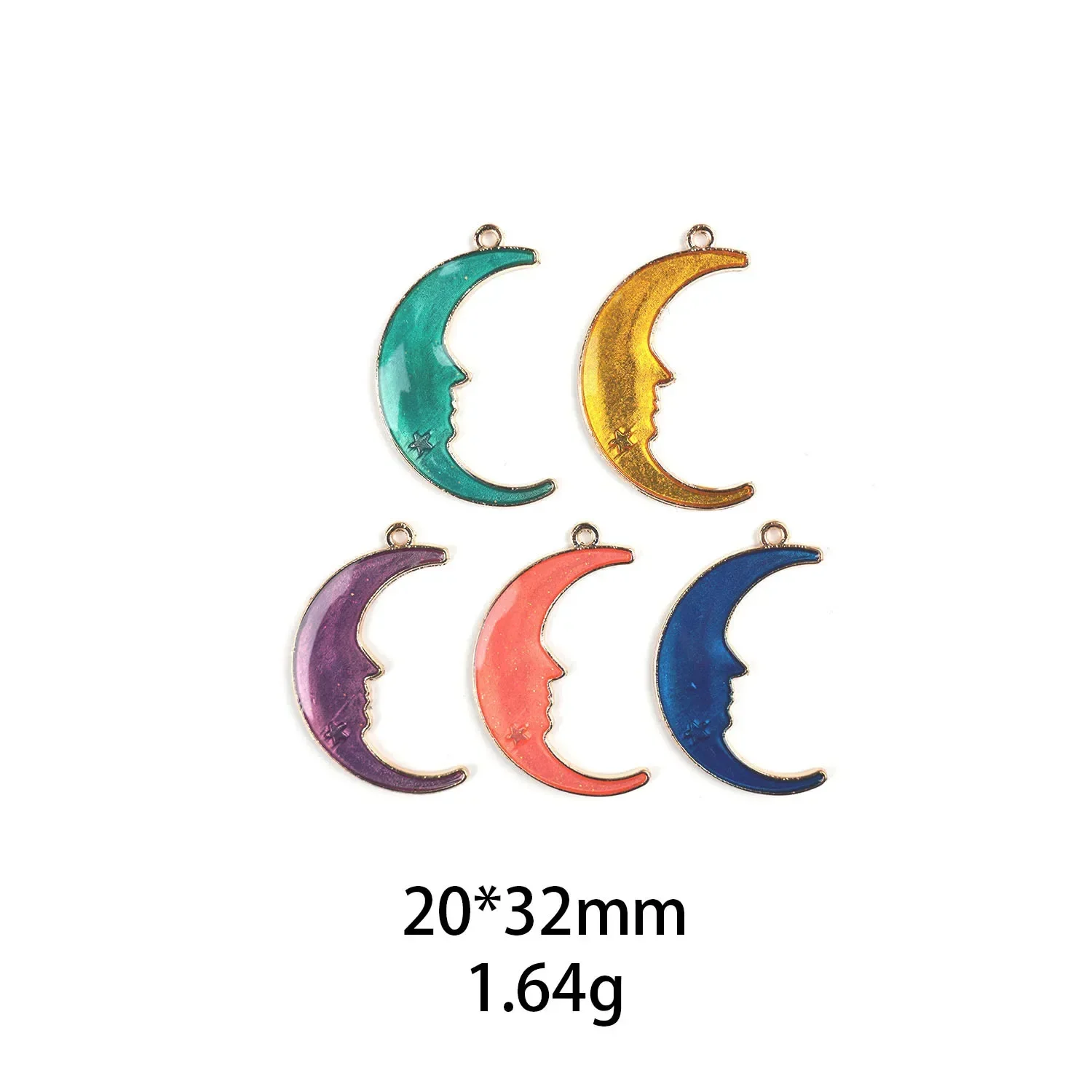 10pcs Human Side Face Sleeping Moon Enamel Charms 20*32mm Pendants DIY Earrings Necklace Jewelry Making Accessory