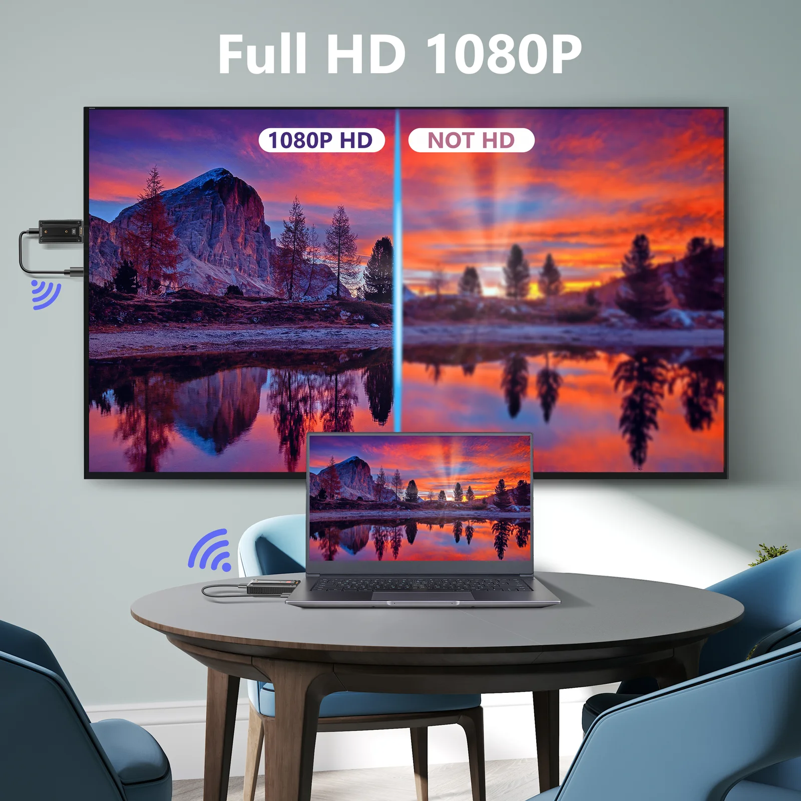 BOVBOX-جهاز إرسال لاسلكي صغير ، جهاز إرسال فيديو متوافق مع HDMI ، محول عرض جهاز استقبال للكاميرا ، بث مباشر ، كمبيوتر شخصي ، أو