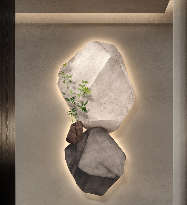 Stone to run the entrance decorative painting aisle corridor end hanging painting high sense abstract home mural lamp