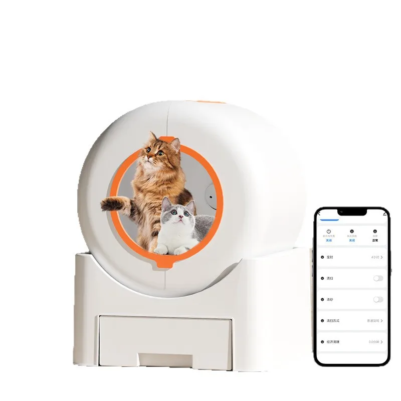 

STLF Extra Large Smart Cat Toilet Fully Automatic Anti-Odor Scoop LitterS Box with Splash-Proof Enclosure Plastic Cat Supplies