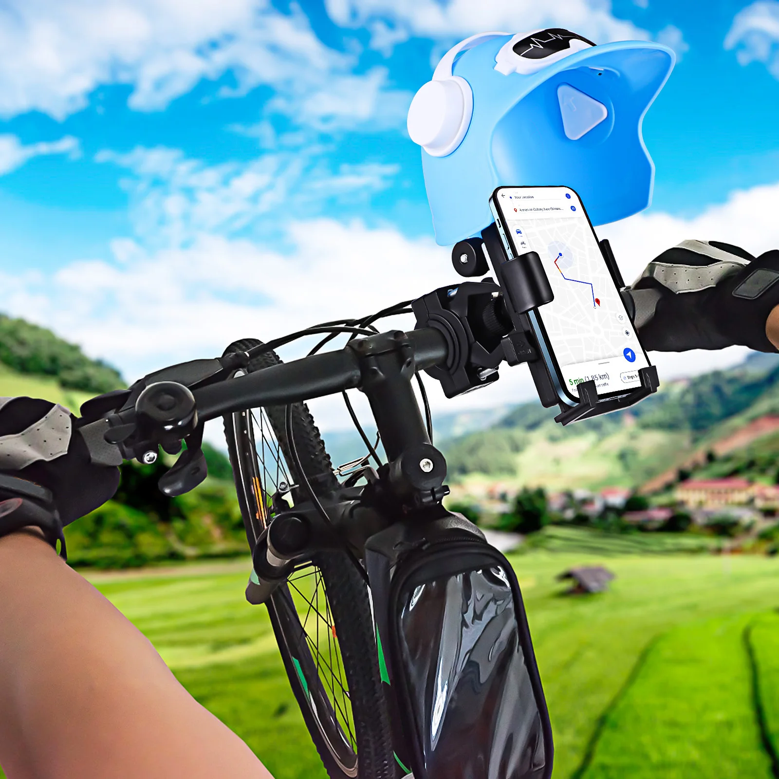 

Phone Mount Sunshade Shield Handlebar Phone Clamp For Motorcycle Bike Riding Navigation Waterproof Adjustable Stand Rack