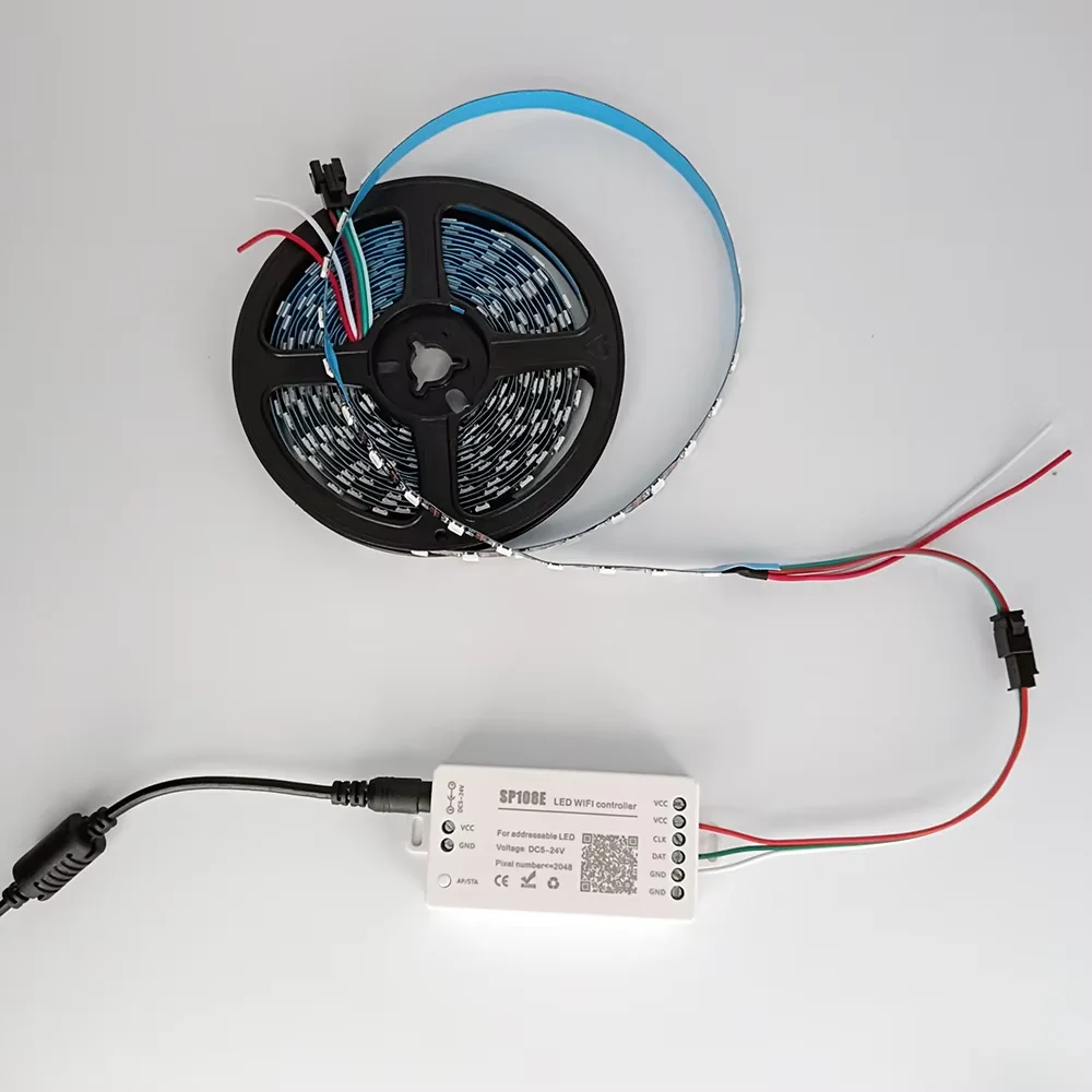 

DC5-24V SP108E LED Controller Wifi Mobile APP 5050 RGB Pixel WS2811 WS2812b WS2813 WS2815 SK6812 Individually Addressable Strip