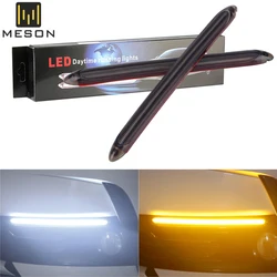 2Pcs Car LED DRL Daytime Running Lights Waterproof Led Auto Headlight White Flow Day Light Yellow Turn Signal 12V Universal Lamp
