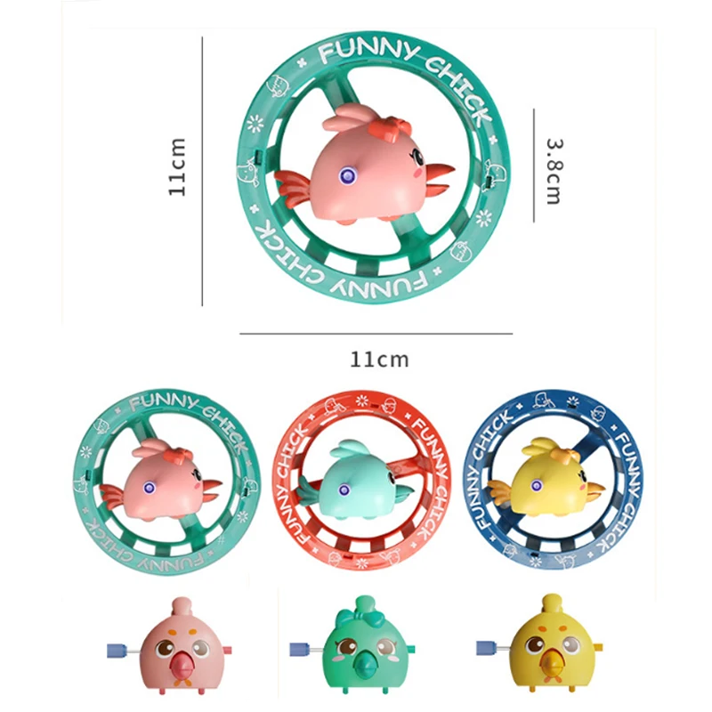 Anneau de poulet mécanique de dessin animé, jouet de poulet à Rotation amusant et mignon, rouleau de queue de voiture à retirer, déplaceront une chaîne d'horlogerie pour enfants mignons