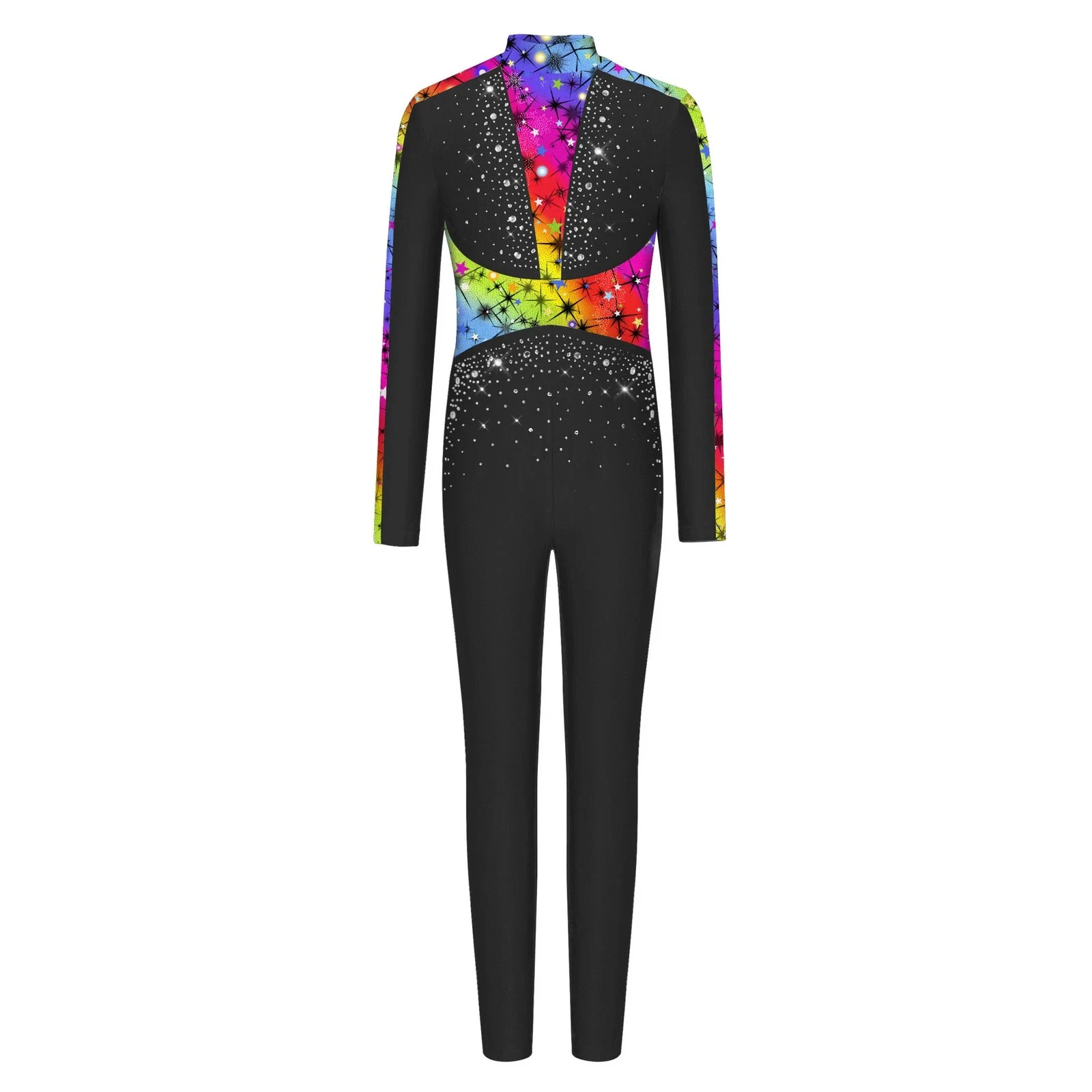 Body de Halloween para mujer, mono de cuello alto, manga larga, estampado, con cremallera trasera, leotardo de cuerpo completo para gimnasia y danza lírica