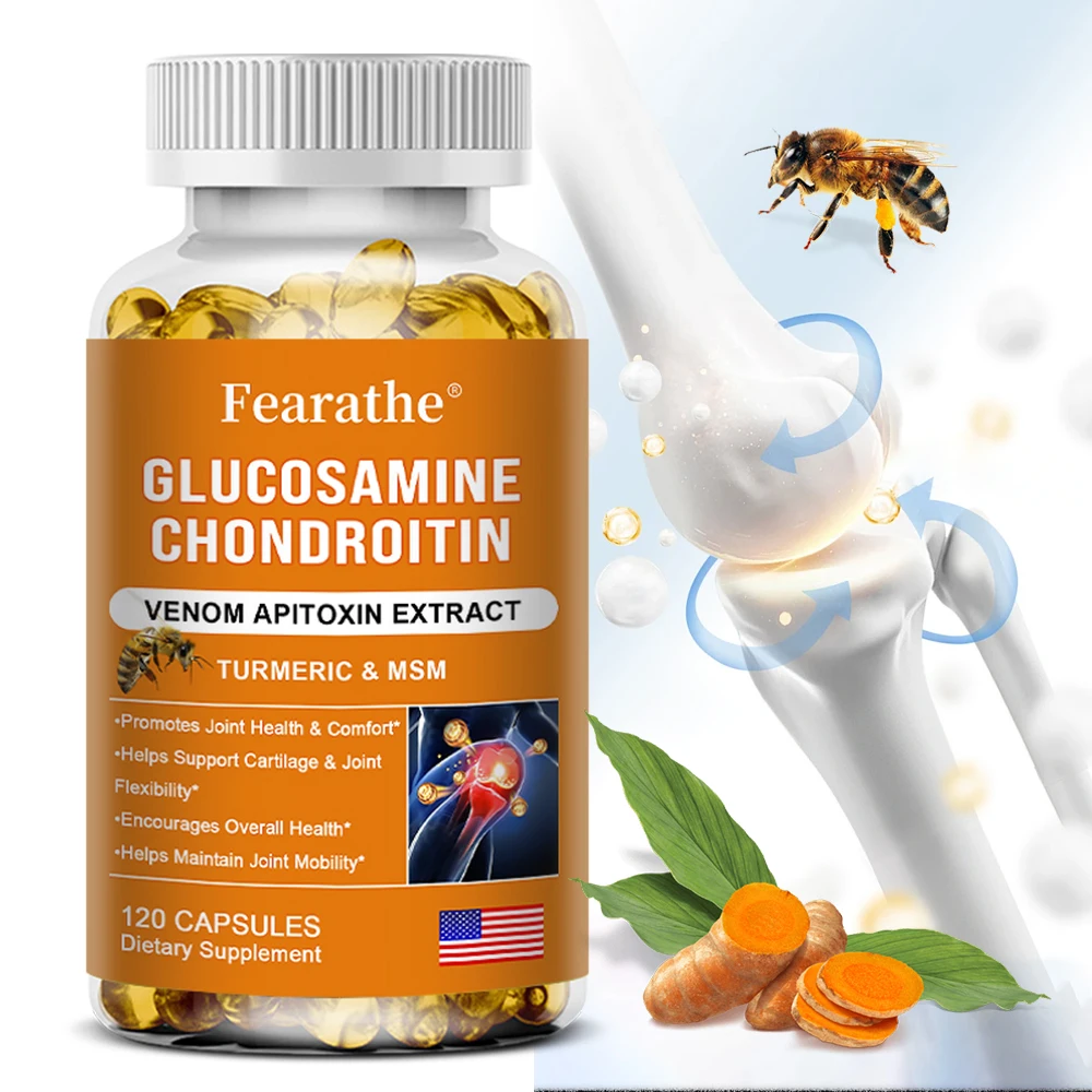 Natural Bee Venom Extract Glucosamine Chondroitin Capsules- Joint Support, Anti-Aging, Anti-Inflammation, Antioxidant, Cartilage