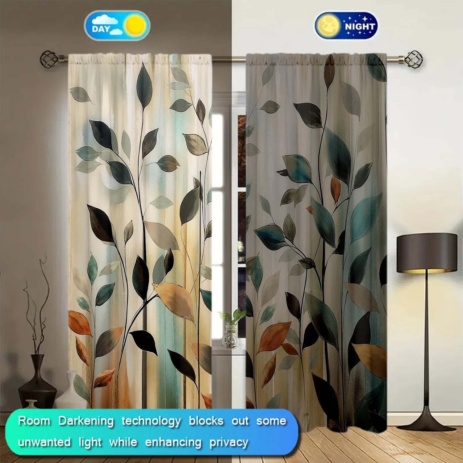 2 Panels Abstract Leaf Print C - Home Office Room Inspiration avaliação e preço