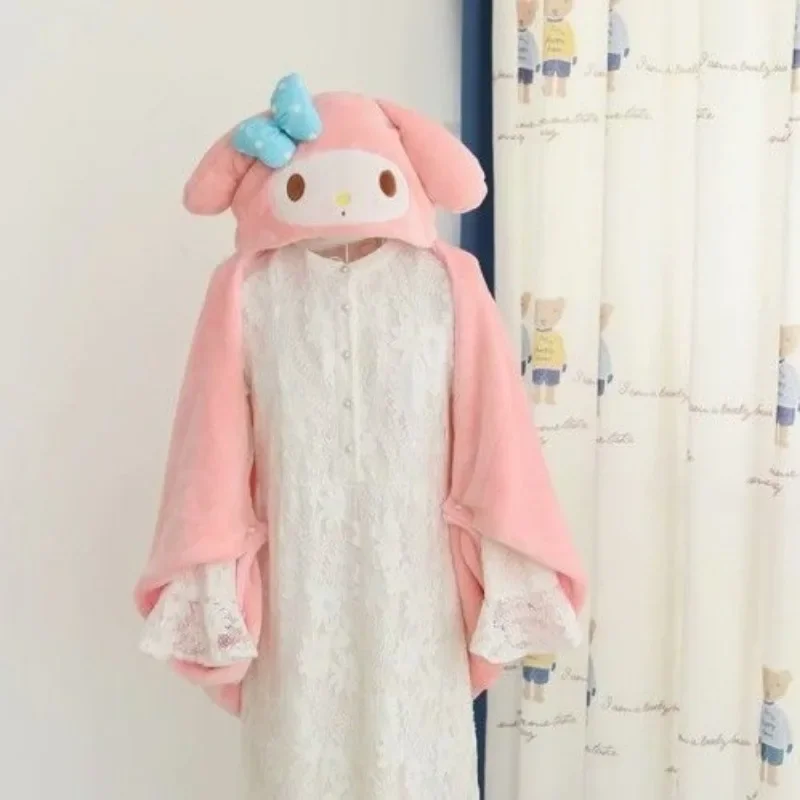 New product Cinnamoroll Kuromi My melody cartoon cute kawaii Japanese student air conditioning blanket hooded afternoon pajamas