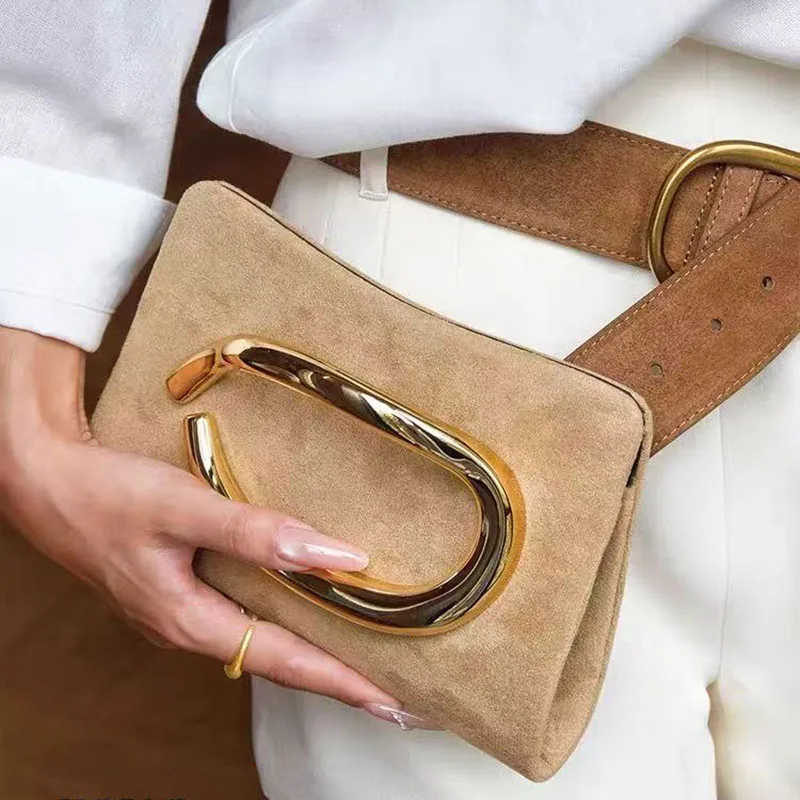 Retro metal decoration frosted leather dinner party small square bag with temperament versatile handbag crossbody bag