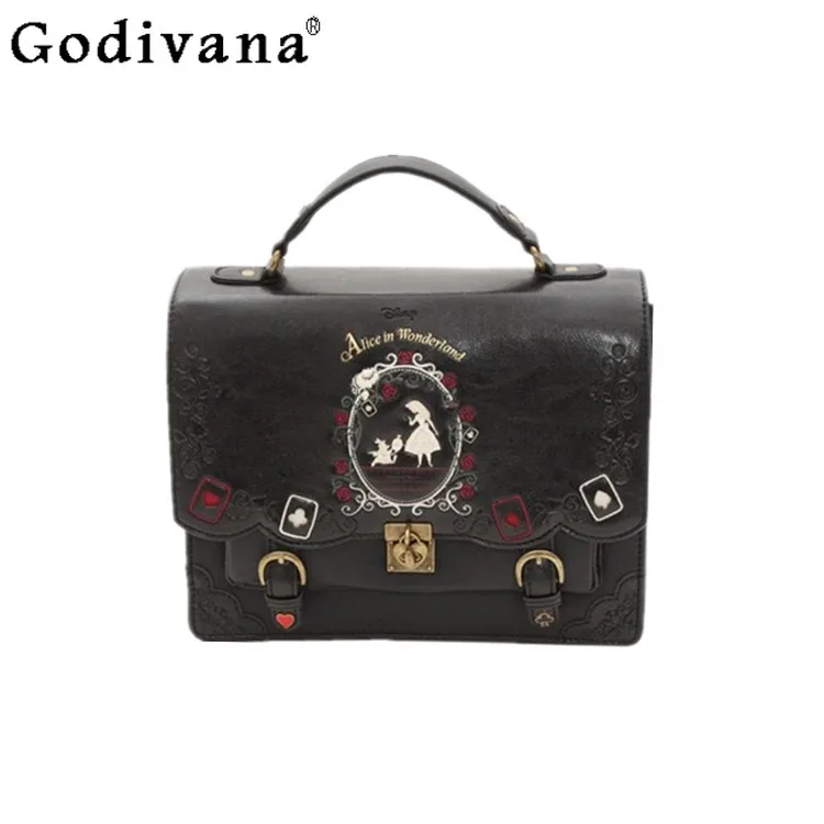 

2025 New Retro Elegant Lady Lolita Backpack Fairy Tea Party JK Uniform Student Versatile Square Crossbody Bag