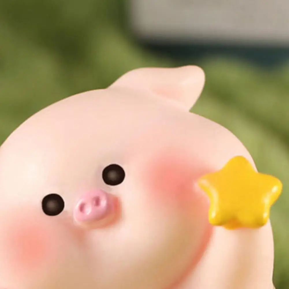 Resin Pig Figurine Small Figurine Small Pink Piglet Figurine with Raincoat Yellow Duck Micro Landscape Ornament for Home