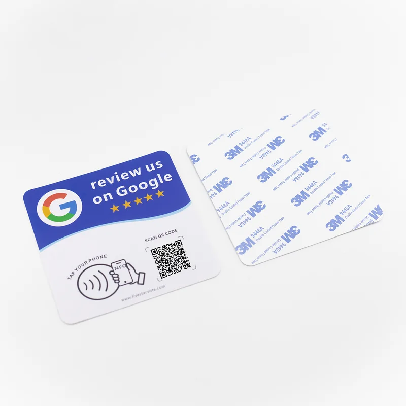 Google Review Tap NFC Card And Desk Sticker NTAG215 Editable QR Code Ultra Thin 0.2cm Or 1.8mm Acrylic For Shop Reviews