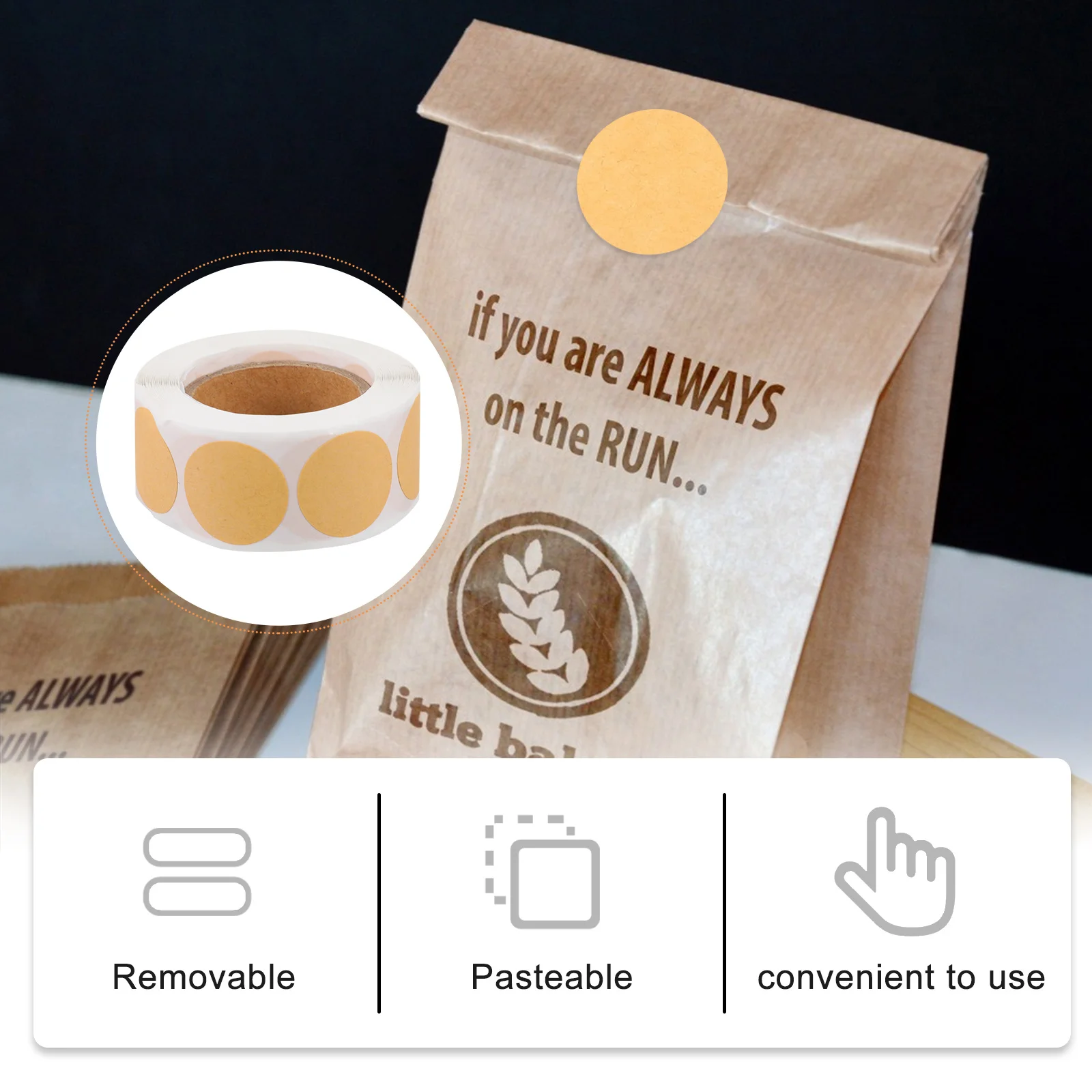 

2 Rolls Round Stickers Blank Kraft Paper Sticker For Diy Labeling Supplies Baking Food Bottle Label Warehouse Storage Office