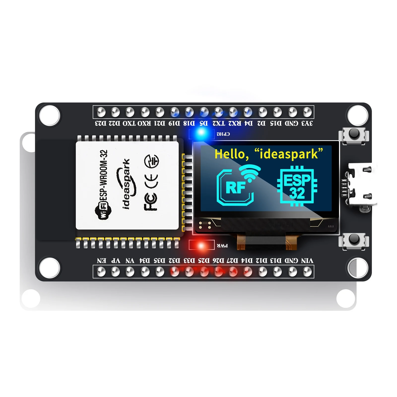 Ideaspark®ESP32 Development Board with 0.96 Inch OLED Display,CH340,WiFi BLE Wireless Module,Micro USB for Arduino/Micropython