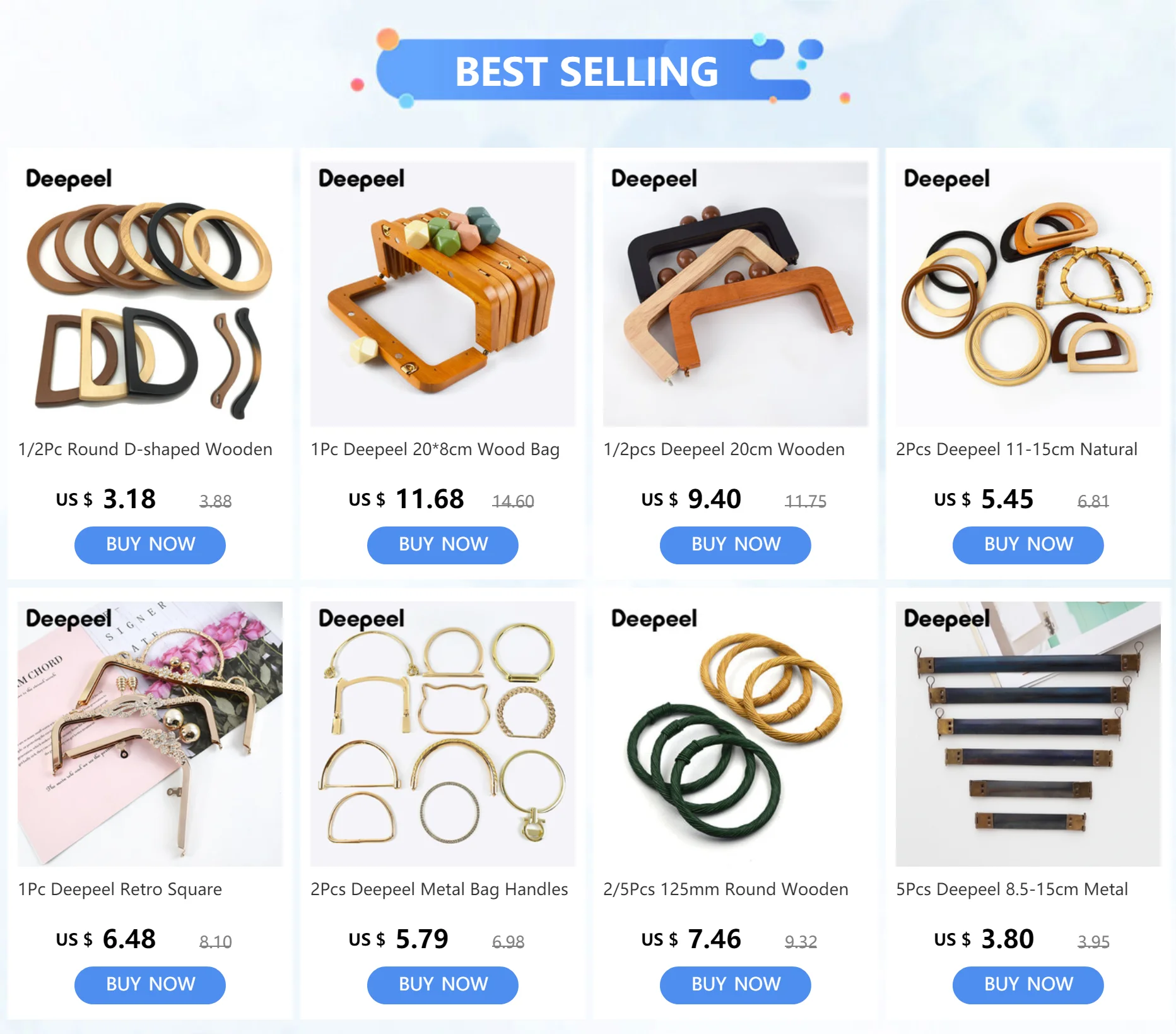 1/2/5 Stücke Deepeel 20,5 cm Geprägte Taschen Griff Geldbörse Rahmen Kupplung Kuss Verschluss Nähen Klammern DIY Metall Tasche Griffe Zubehör – Detail 1
