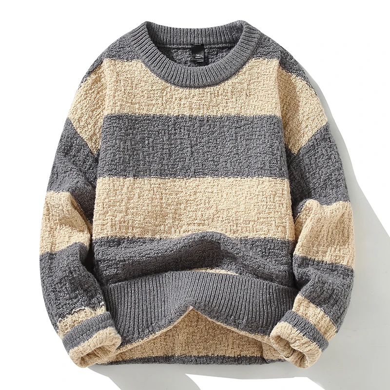 2023 Winter New Men's Stripe High-Quality Fashion Trend Sweater autumn Men Casual Comfortable Loose Warm Sweaters men size M-3XL