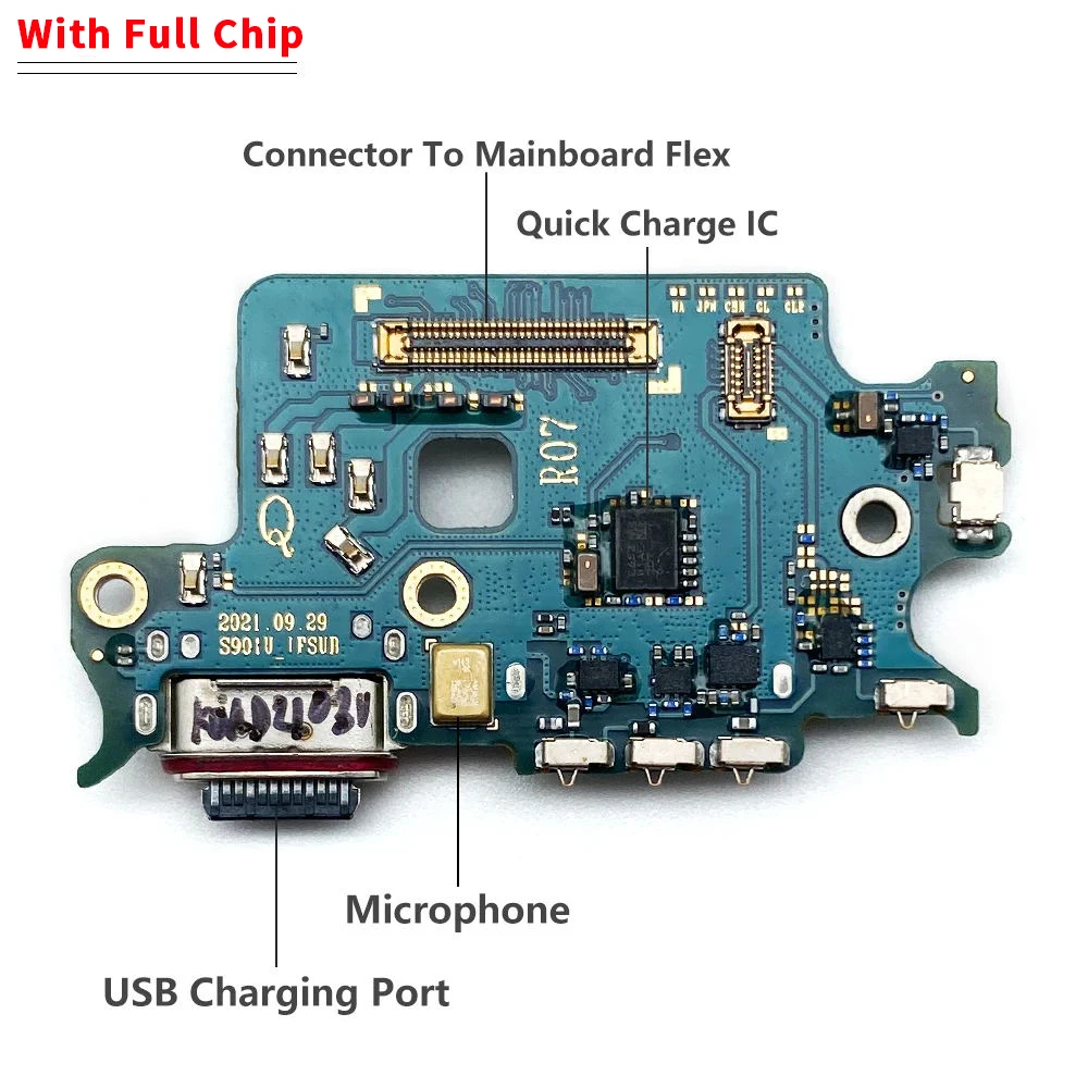 USB Charging Port Charger Board Flex Cable For Samsung S22 Plus S22 Ultra S908B S908U S901B Dock Plug Connector With Microphone