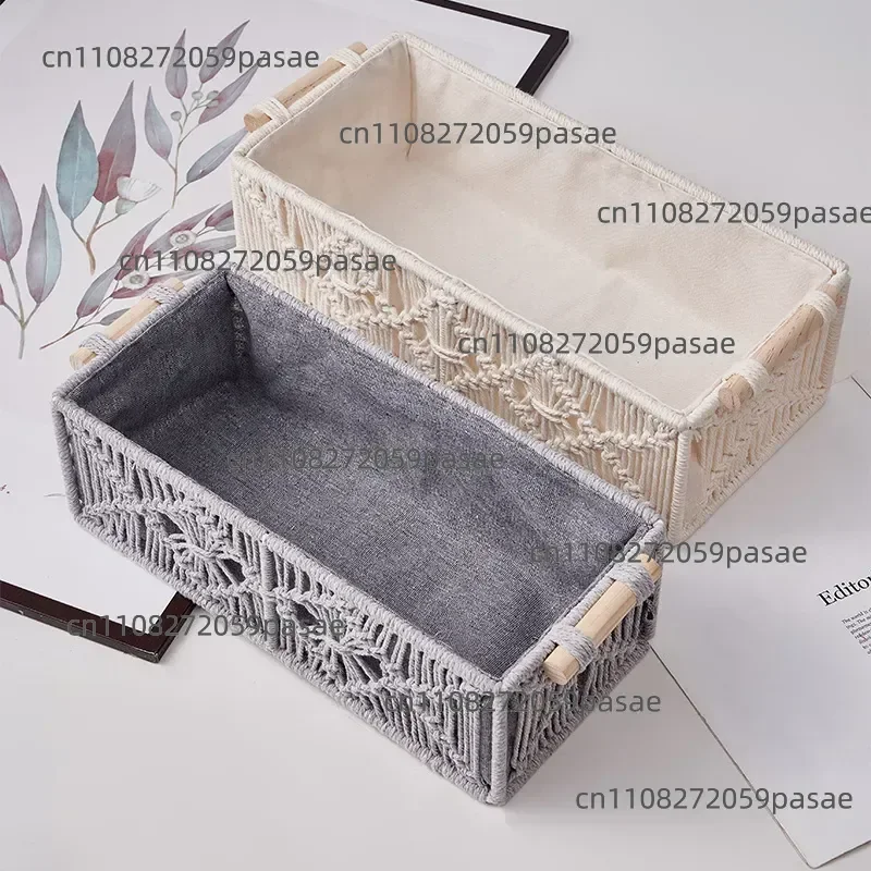 Cotton Rope Woven Storage Basket Desktop Toy Storage Box Dustproof Organizer European Style Home Cross Border