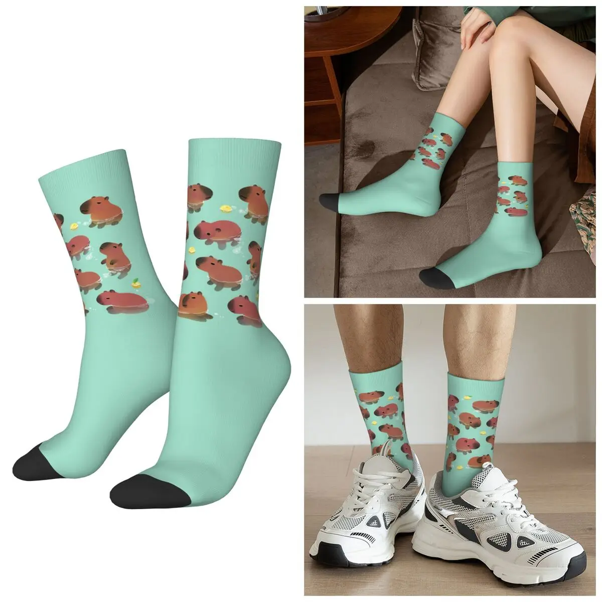

Носки с мультяшным рисунком кавайной капибары для всех сезонов, носки в стиле Харадзюку, носки-гольфы для мужчин и женщин, подарки на День святого Валентина