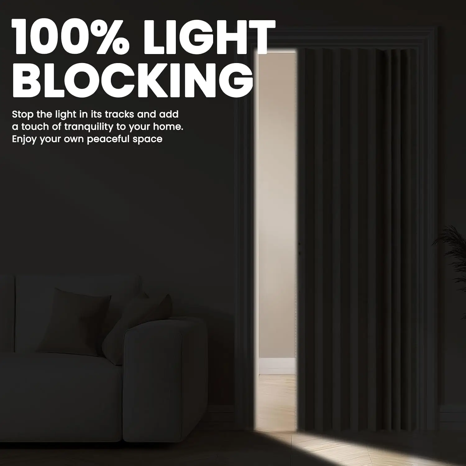 100% Blackout Magnetic Door Curtain Invisible Folding Door for Living Room Accordion Doorway Curtains Sets Included Tracks