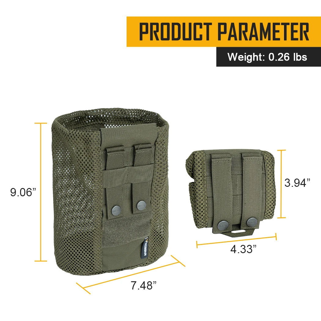 IDOGEAR Tactical MOLLE Mesh Dump Pouch Drop Pouch Foldable Mag Recycling Holder 3595