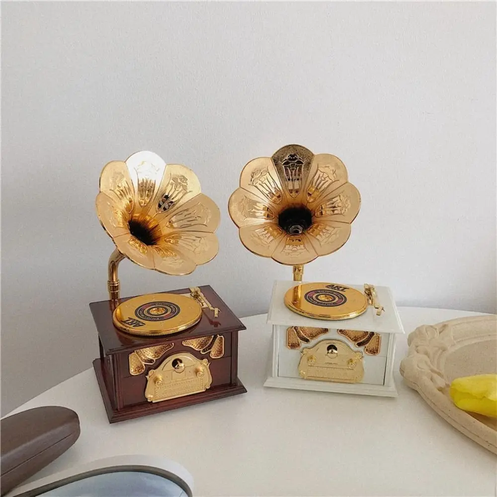 

European-style Gramophone Model Music Box Phonograph Shape Office Decoration Classical Phonograph Drawer Music Box