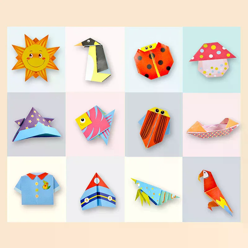 Kit de origami para crianças de 5 a 16 anos, 108 folhas com 54 padrões e livro de instruções |   Kit de papel origami para iniciantes e avançados